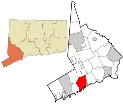 Norwalk's location within Fairfield County and Connecticut