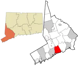 Westport's location within Fairfield County and Connecticut