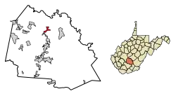 Location of Ansted in Fayette County, West Virginia.