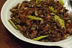 Adobong kamaru (mole crickets)