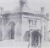 An old stone and wood building.