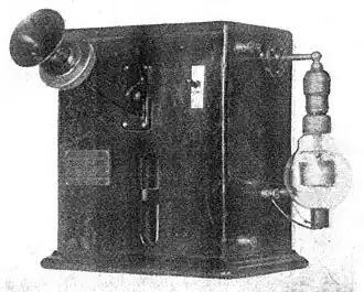 Image 4The first commercial AM Audion vacuum tube radio transmitter, built in 1914 by Lee De Forest who invented the Audion (triode) in 1906 (from History of radio)
