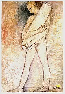 Flüchtling, 135 cm × 180 cm, Acryl, Karton, 1991