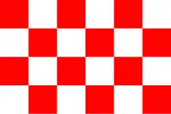 The Bemba flag, with alternating red and white squares