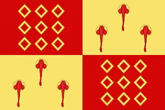 Banner of the arms of the House of Rohan-Chabot, flown from the ramparts of the castle