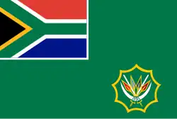 Flag of the South African National Defence Force, which has a canton with the RSA's national flag in it.