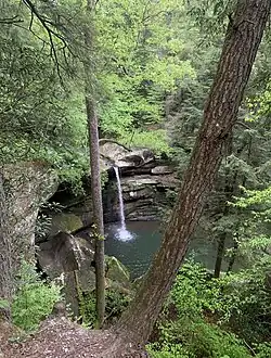 Flat Lick Falls, located in the community
