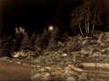 Suggestive view of the lighting of a rock garden of Valentino Park, created by Guido Chiarelli for Expo 61