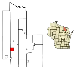 Location of Crandon in Forest County, Wisconsin.