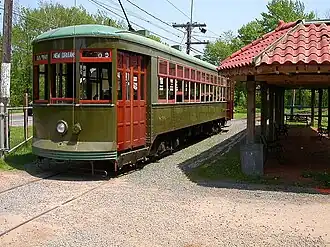 Former New Orleans Car 836 at the Connecticut Trolley Museum, May 2004