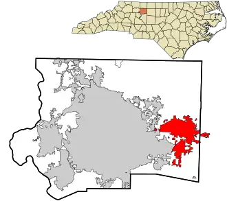 Location in Forsyth County and the state of North Carolina