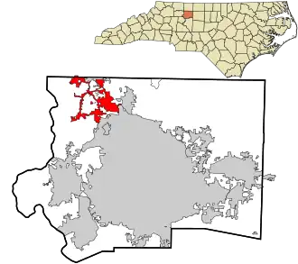 Location in Forsyth County and the state of North Carolina.