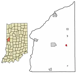 Location of Hillsboro in Fountain County, Indiana.