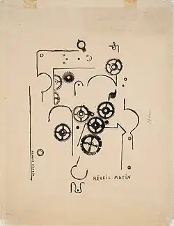 Réveil Matin (Alarm Clock), 1919, ink on paper, 31.8 x 23 cm, Tate, London