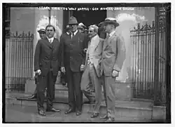 Lambs members in 1910. From left: Comedian DeWolf Hopper, producer and theatrical director George Mooser, producer John Golden, and Frank Case, manager of the Algonquin Hotel.
