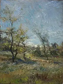 Herd in Kempen (Troupeau en Campine), oil on canvas, 80 x 60 cm