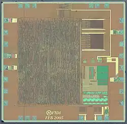 Internal die of FTDI FT232RL chip.