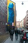 A large street art phallus by Carolina Falkholt in Stockholm, 2018
