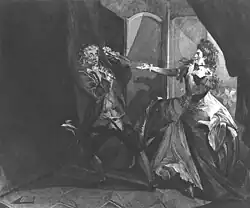Henry Fuseli's 1766 depiction of Garrick and Mrs. Pritchard, with the daggers.[92]