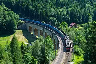 PKP train on the Fleischmann-Viadukt