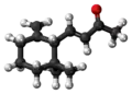 Ball-and-stick model of the gamma-ionone molecule