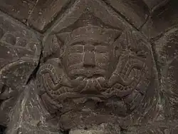 Romanesque sandstone carving, archway in church at Garway, Herefordshire c.13th century