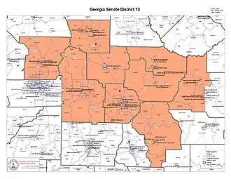 Map of Georgia's 13th Senate district