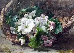Flowers in a basket (watercolor)