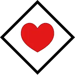 red heart in black square