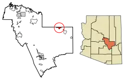 Location of Carrizo in Gila County, Arizona.