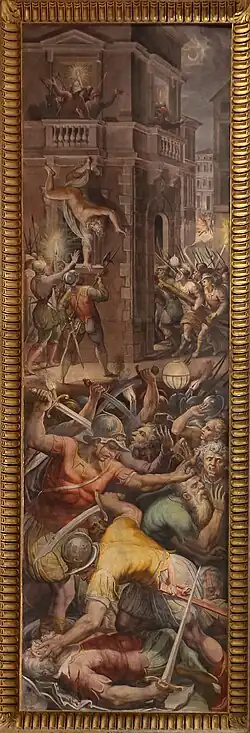 Defenestration of Coligny and Massacre of St Bartholemew by Vasari