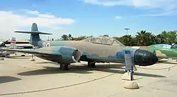 A Gloster Meteor NF.13 – NF for night fighter – of 119 Squadron "Bat" from the 1950s at the IAF Museum near Hatzerim Airbase