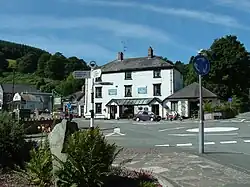 Looking across towards the Glyn Valley Hotel from the village center.