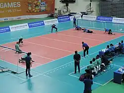 Egypt men's goalball team throwing towards Czech Republic