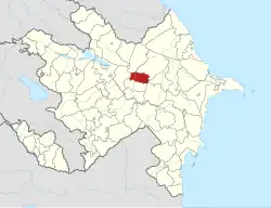 Map of Azerbaijan showing Goychay District
