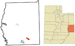 Location in Grand County and the state of Utah.