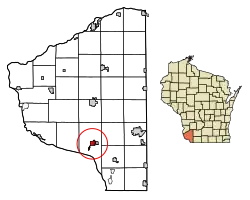 Location of Potosi in Grant County, Wisconsin.