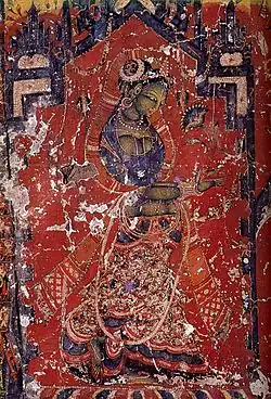 Painting of a Shyama Tara with a three-piece sari from Alchi Monastery.