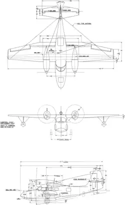 3-view line drawing of the Grumman J4F-1 Widgeon