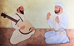 Guru Nanak and Bhai Mardana with rabab. circa 1740 (Bhai Suchet Singh Collection. Bhai Rupa)