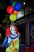 Evil clown in Halloween in Austin, Texas, 2016