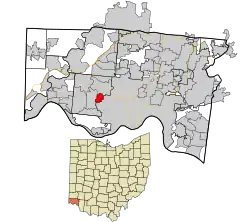 Location in Hamilton County and the state of Ohio