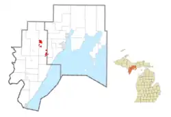 Locations within Menominee County (left) and Delta County (right)