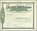 Share of the Harper Bean Ltd., issued 11. April 1921