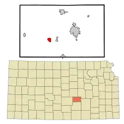 Location within Harvey County and Kansas