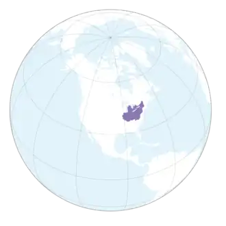 Map showing historical (in purple) and currently recognized (in pink) Iroquois territorial claims