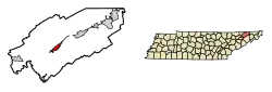 Location in Hawkins County, Tennessee