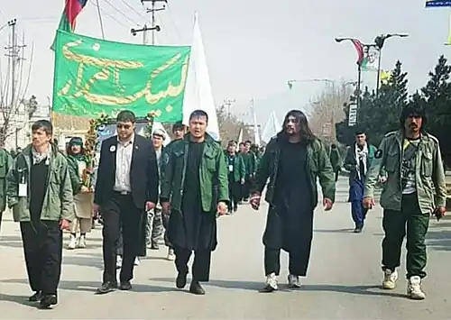 Hazara men in the streets of Kabul commemorating the anniversary of Abdul Ali Mazari’s death