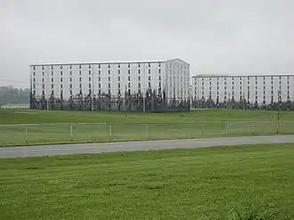 Heaven Hill distillery in Bardstown, Kentucky, US, where fungus is visible on the white warehouses
