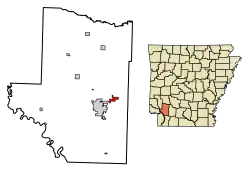 Location of Perrytown in Hempstead County, Arkansas.